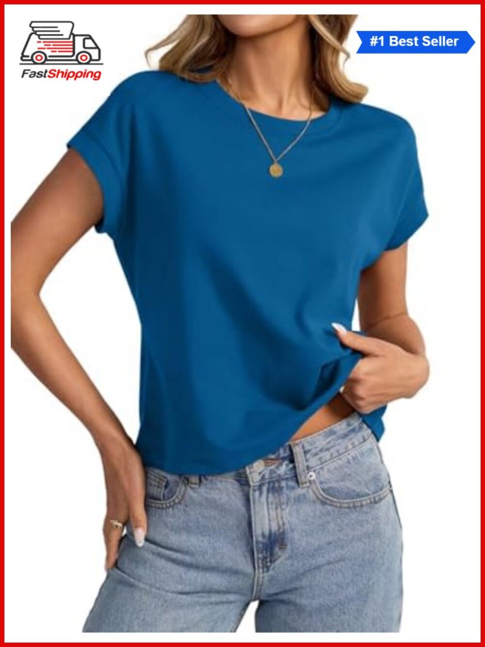 ✨ Womens Cotton Crop Top Boxy Crewneck Cap Sleeve Summer Tee